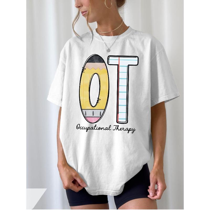 

Elegant and Cute Letter Pattern Printed T-shirt. Women s Summer Clothing. Easily Create a Sweet and Casual Look. Suitable for Daily Commuting S