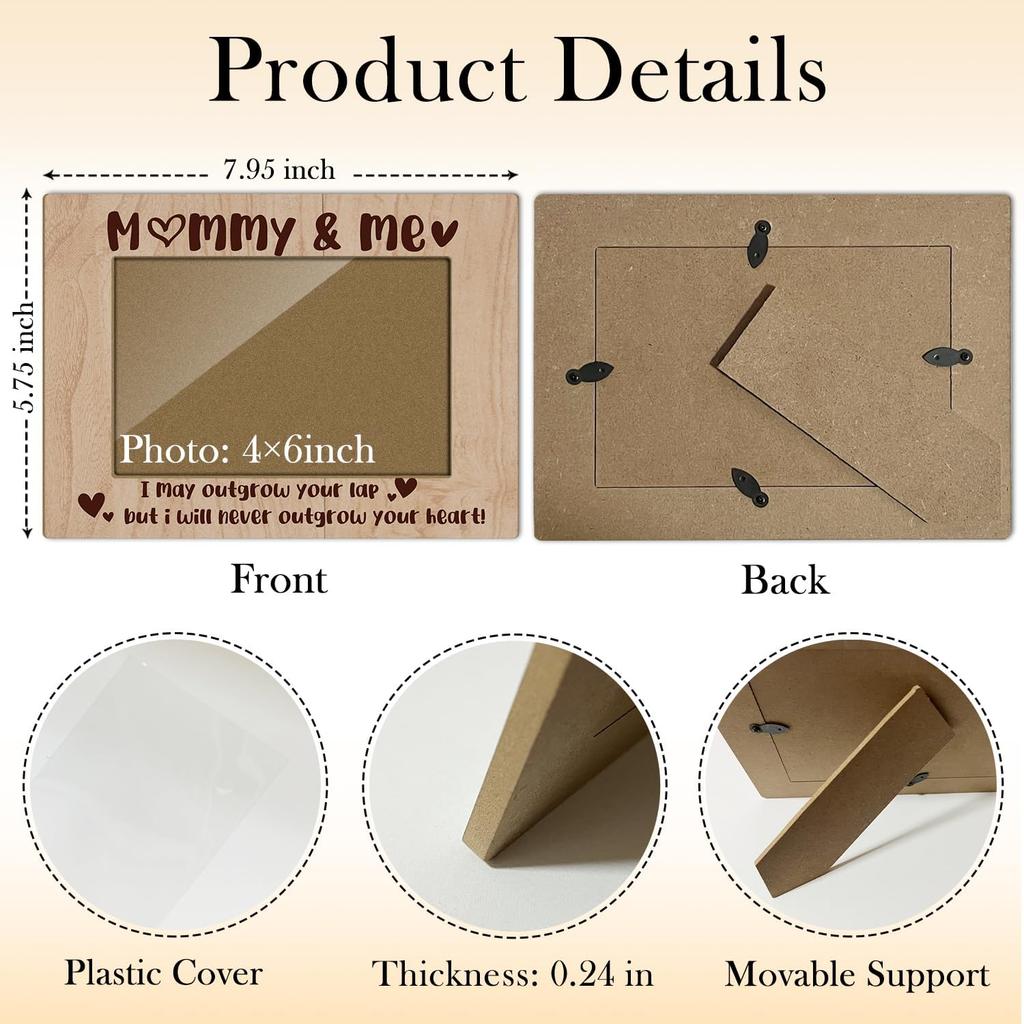 Mommy And Me Mom Picture Frame Wooden Photo Frames 4x6 for Mothers Day Picture Frame Desk Pictures Frames for Mother's Day Decorations for Mothers