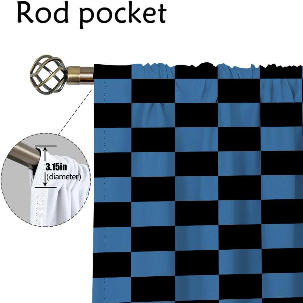 Set Of 2 Grid Halloween Decoration Living Room Curtains Camera Home Interior Partition Curtain Modern Light Blocking Made Polyester Great Window