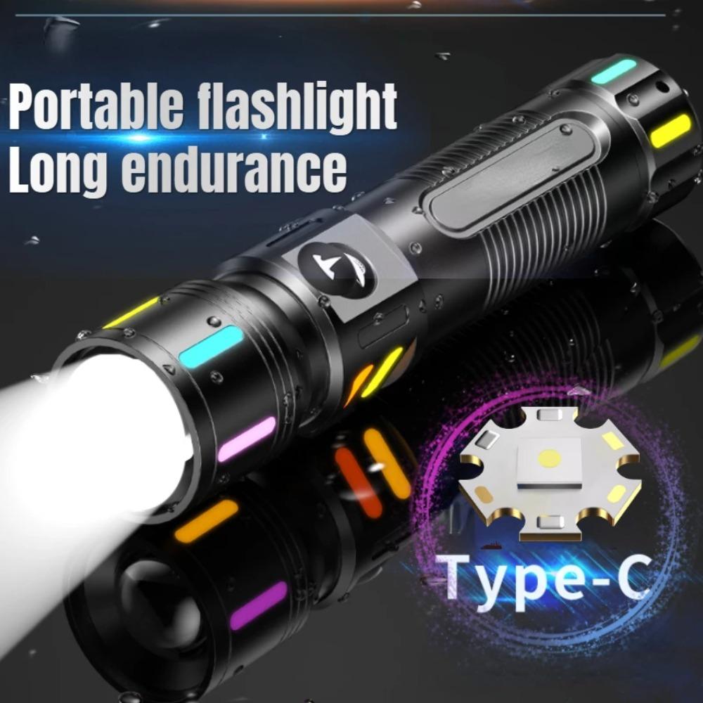 New High Power Led Flashlight Portable Zoom Torch Light USB Rechargeable Flashlights LED Lantern Strong Light Fishing Lamp
