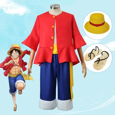 One Piece Luffy Cosplay Costume One Piece Movie Version Clothes Straw Hat Shoes Props Costume Halloween