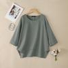 ZANZEA Women Casual Round Neck 3/4 Sleeve Loose Irregular Blouse