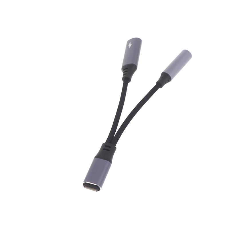 2 In 1 Usb C To 3.5Mm Headphone And Charger Adapter Pd 60W Quick Charging Cable Aux Jack Adapter For Mobile Phone Pad