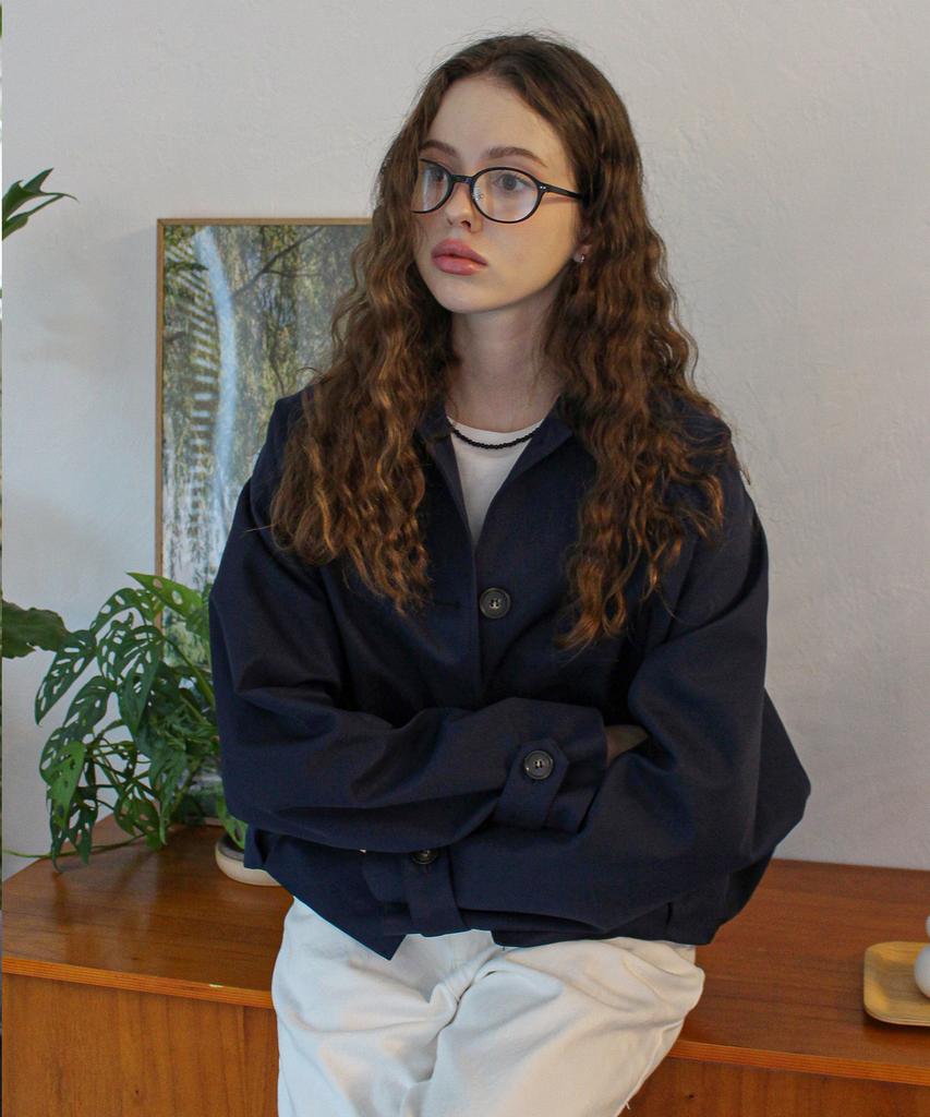 Claff Short Trench Blouson_ Navy