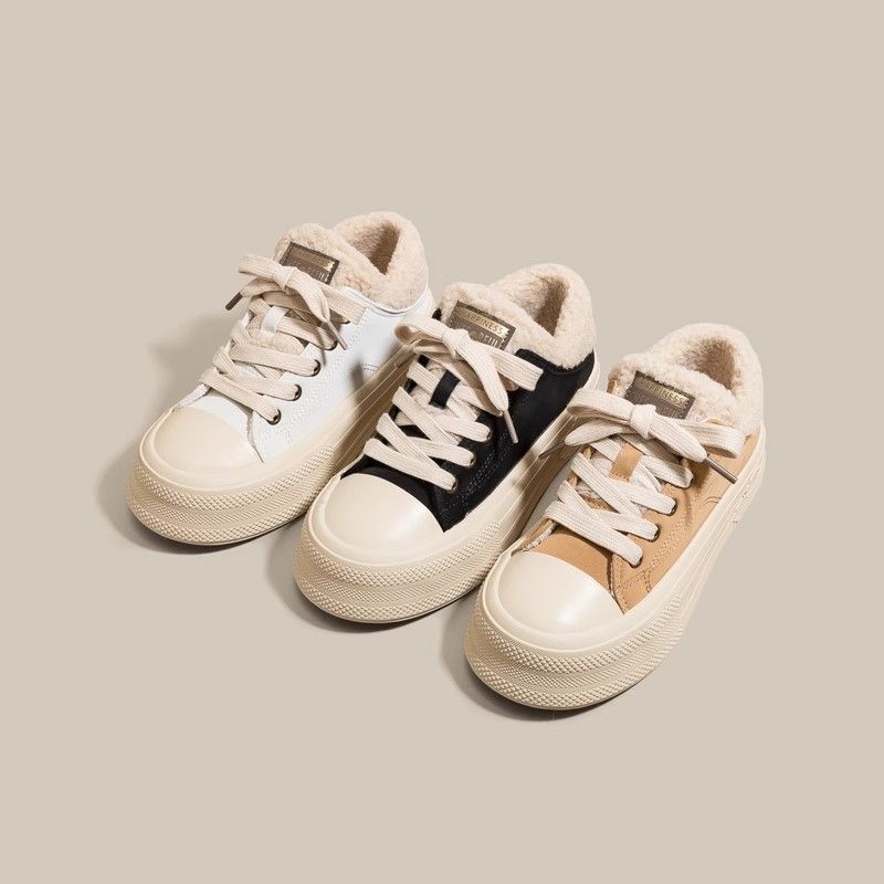 Winter niche warm design two wear board shoes women fleece leisure sports two cotton shoes women