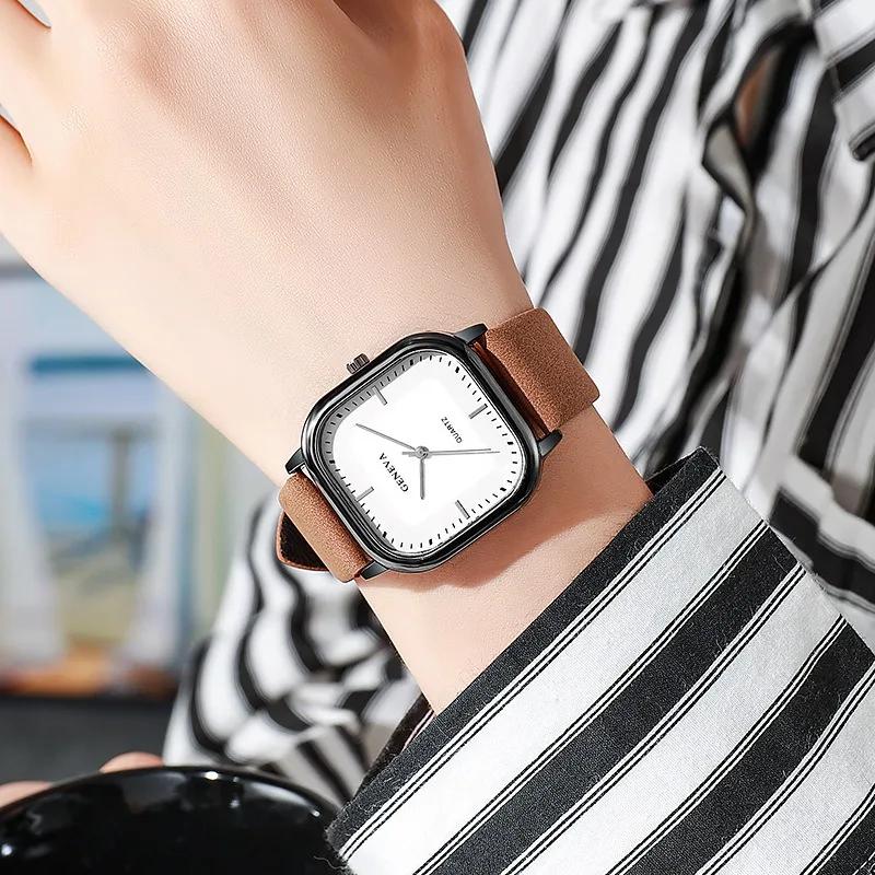 Minimalist Square Dial Men Watch Casual Fashion Leather Strap Quartz Wristwatch Man Clock Reloj Hombre Montre Homme