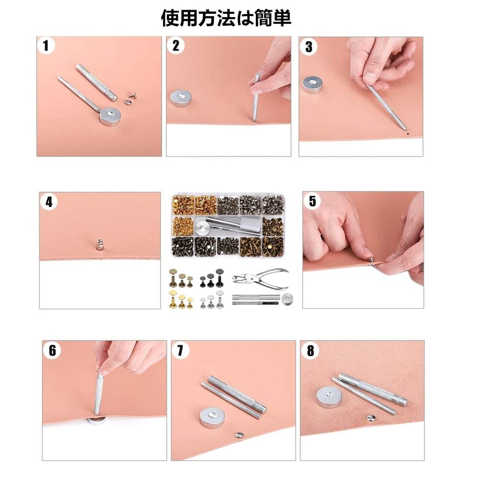 YFFSFDC Leather Craft Rivet 3 Sizes and 4 Includes and and with Drilling and Studing Studing and for DIY Handmade and with Storage Case Set, Colors,