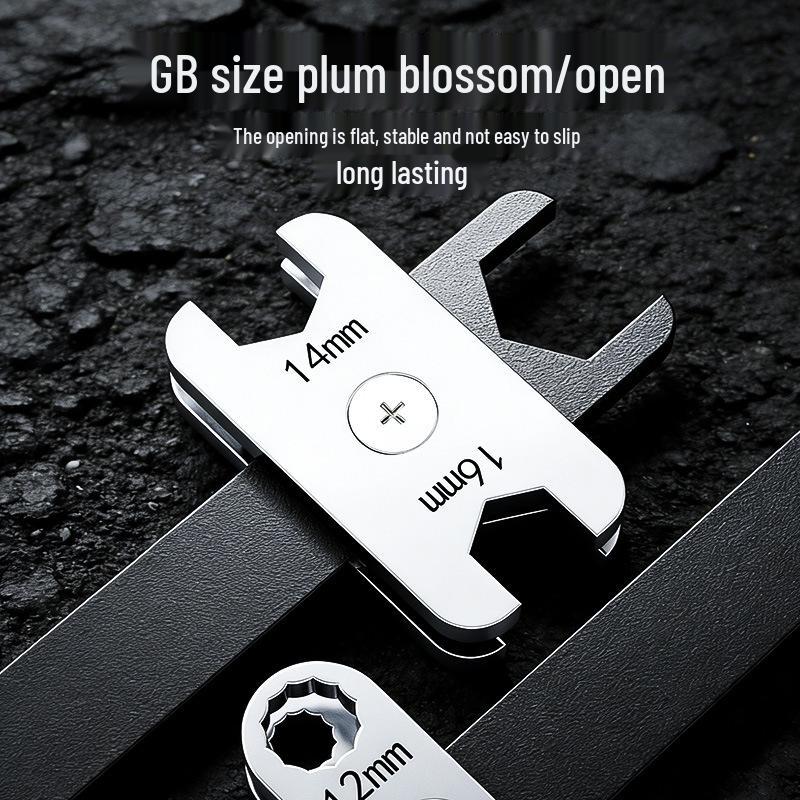 8-in-1 Dual-Use Rotatable Wrench: Open & Box-End Multifunction Auto Repair Tool