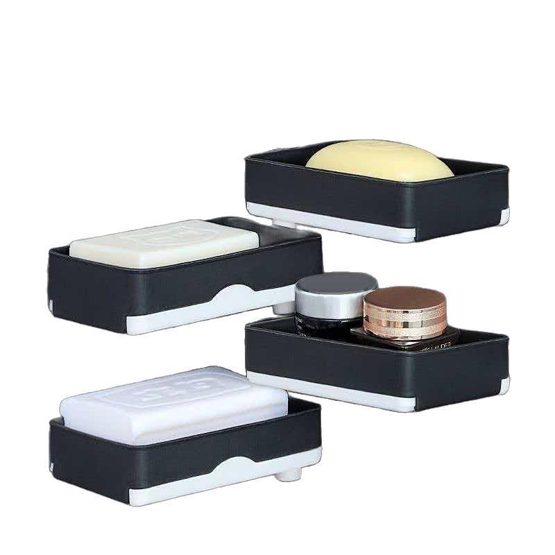 Non Drilling Soap Rack Wall Mounted Multi-Layer Soap Box Storage Rack Rotatable Wall Mounted Soap Holder With Self Draining