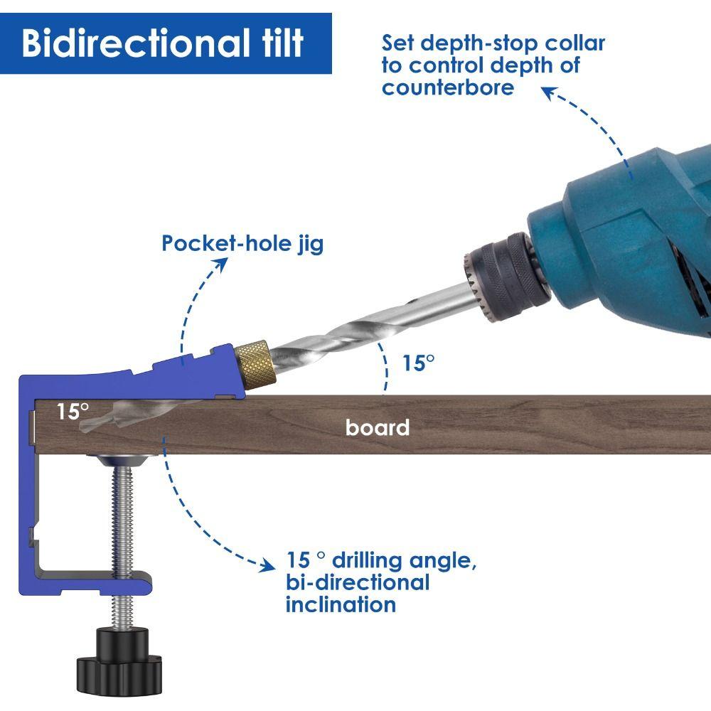 Adjustable Pocket Hole Jig Inclined Hole Hole Positioner Angle Tool Joint Locator  Wood Joints
