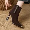 Elegant High Heels Women Ankle Boots Party Pointed Toe Heeled Shoes Designer 2025 Winter New Dress Boots Woman Pumps