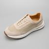 Sand Color Lightweight Breathable Mesh Splicing Cow Suede Casual Shoes Trendy Shoes Cowhide Men's Sports Leather Shoes