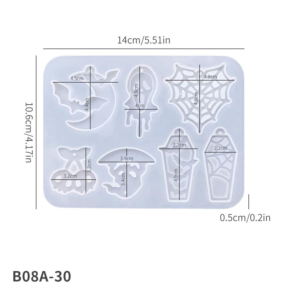 Halloween Handmade Diy Epoxy Silicone Mould Holiday Earring Resin Mold Bat Spider Skull Earrings Pendant Gypsum Mold
