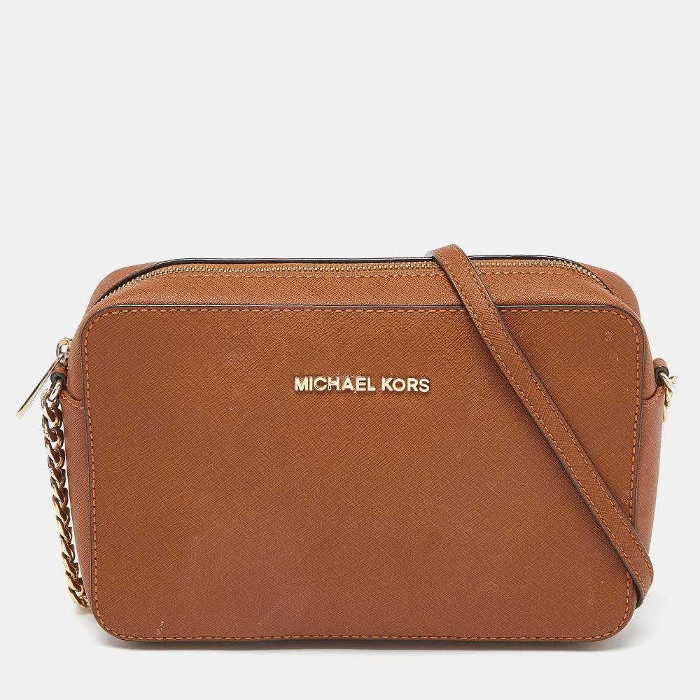 

Michael Kors Leather Large East West Jet Set Crossbody Bag brown
