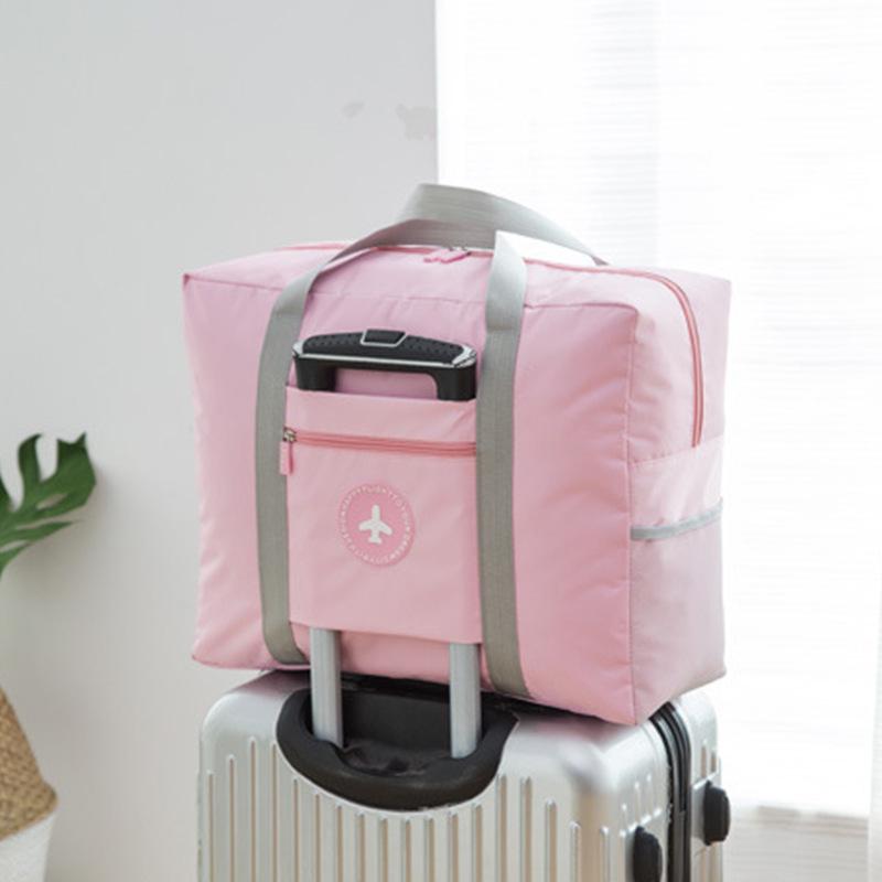 Extra Large Japanese Trolley Bag - Solid Color, Foldable, Round Label, Travel & Quilt Storage