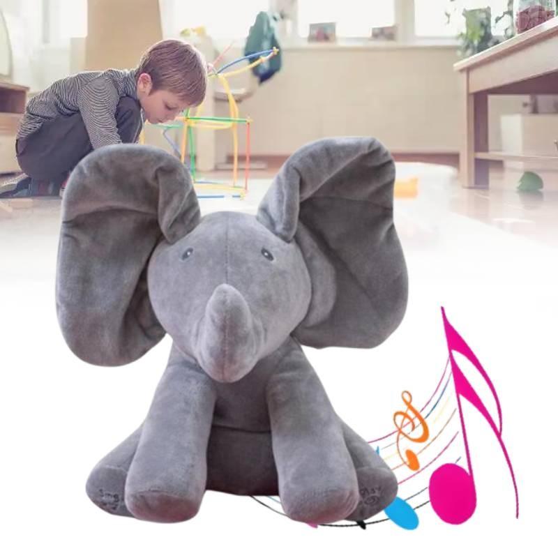 Elephant Hide And Seek Singing Plush Toy With Pp Cotton Filling For Kids Playtime