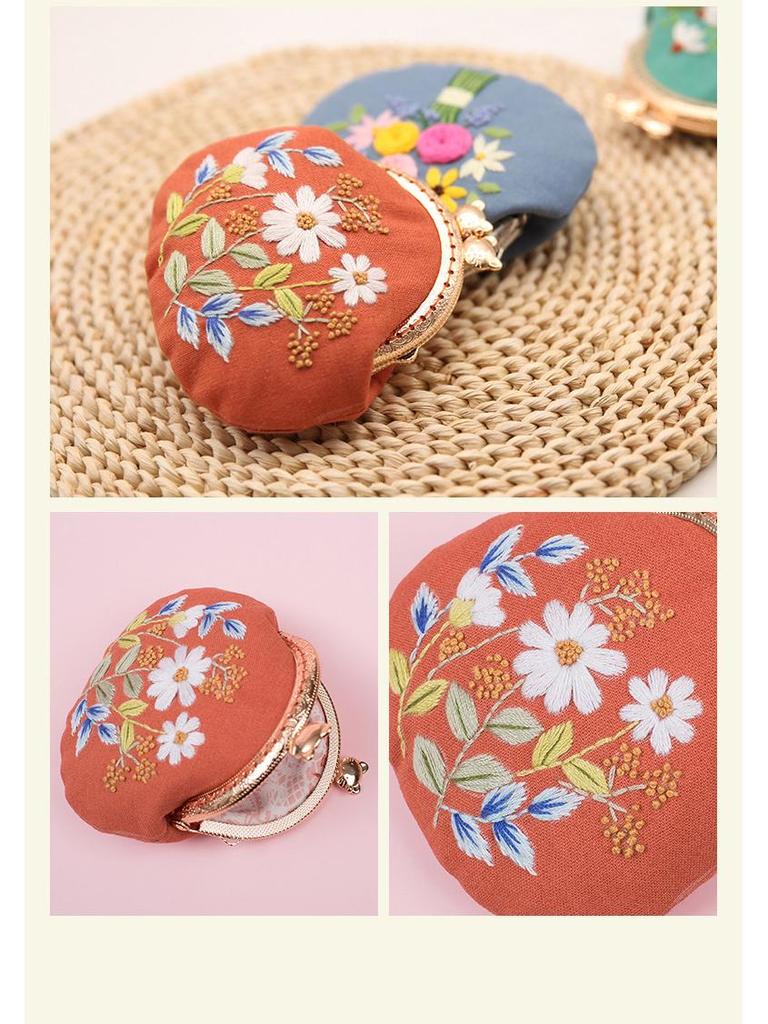 Lu Embroidery Floral Coin Purse DIY Kit: 3D Beginner's Handmade European Design