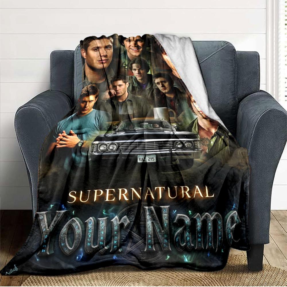 Name Custom Supernatural Hunting Brothers Print Flannel Blanket High Quality Warm Comfortable Cover for All Seasons Perfect for Gifts Home Decor