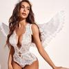 Erotic lingerie women's bodysuit lace jumpsuit deep V mini doll costume sexy