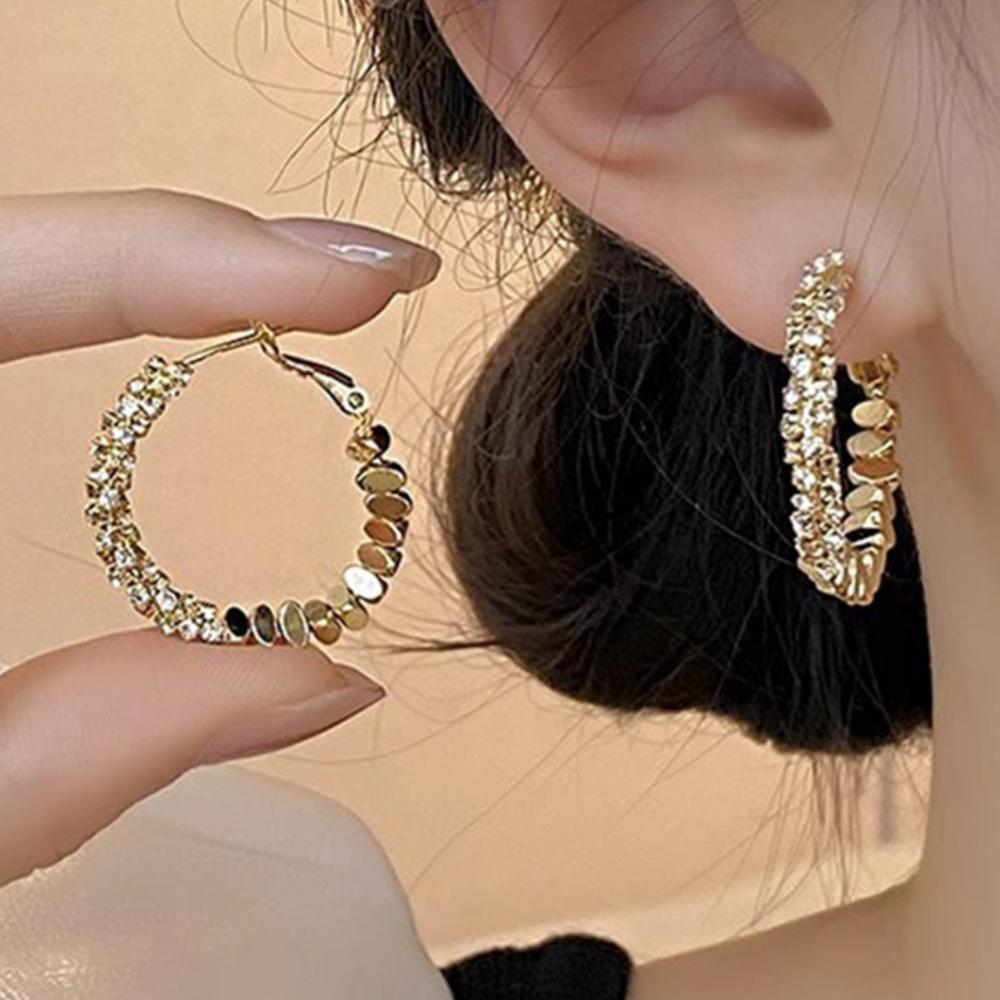 Náušnice kruhy s rozbitým křišťálem – 2 barvy, z Koreje