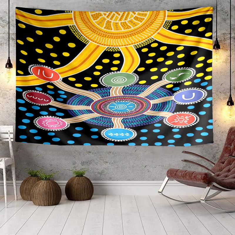 Australische Aborigine-Kunstmuster Wandteppich Raumdekoration Wandbehang für Wohnzimmer Schlafzimmer, Wohnheim, Geburtstags- und Weihnachtsgeschenke