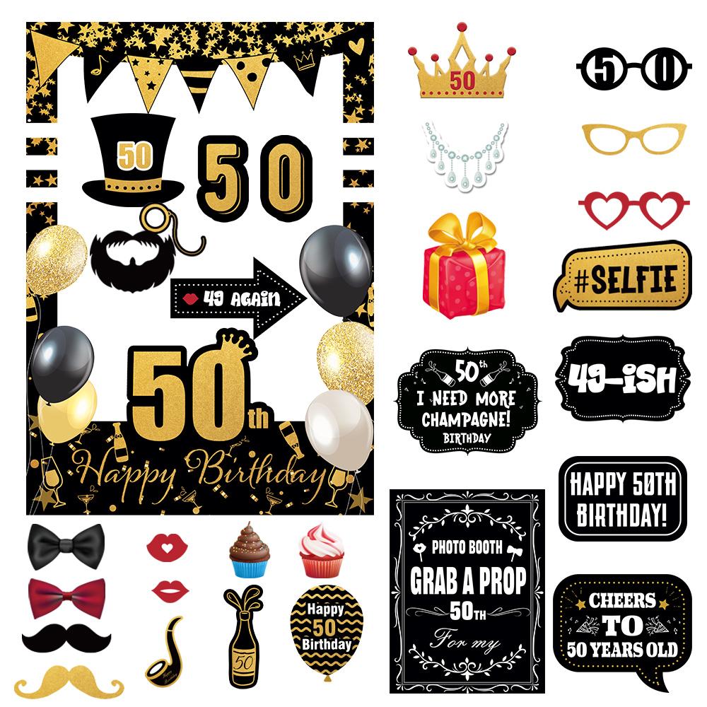 Black Gold Glitter Adult Birthday Photo Booth Props 18th 40th 50th 60th 70th Birthday Party Photobooth Props Anniversary Gift