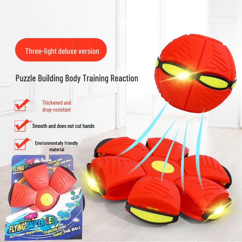 Magic Flying Saucer Ball: Deformable Outdoor Stomp Toy with Lights for Kids