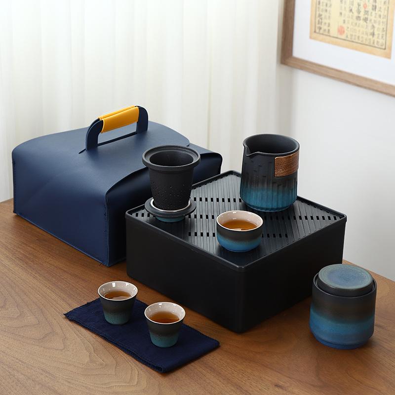 Travel Tea Set Car Outdoor Portable Ceramic Kuaike Cup Tea Can Complete Set Company Business Gifts