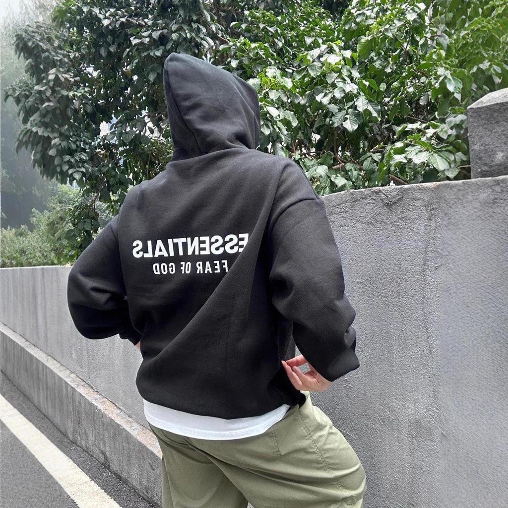 Grünes X FOG Essentials Plus Samt Kapuzenpullover SS24