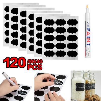 40/80/120pcs Home Chalkboard Spice Marker Pen Waterproof Labels Stickers Bottle Tags Blackboard Label