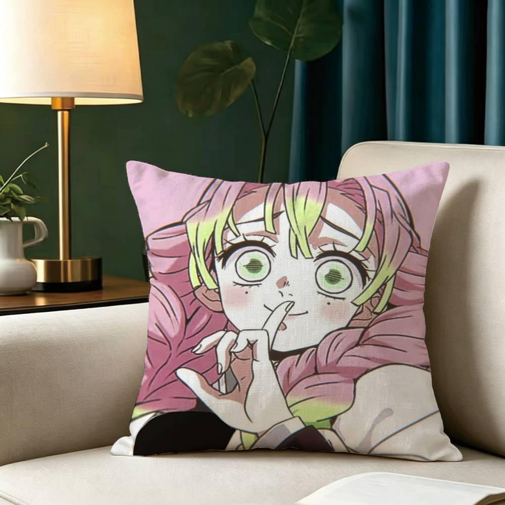 Anime K-Kanroji M-Cute M-Mitsuri Pillow Case Square Double-Sided Sofa Cushion Cover Bedroom Bedside Pillow
