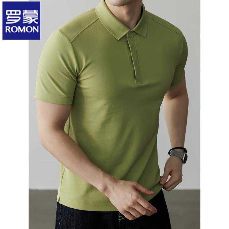 ROMON Men s Mulberry Silk Quick-Dry Breathable Polo T-Shirt 3XL