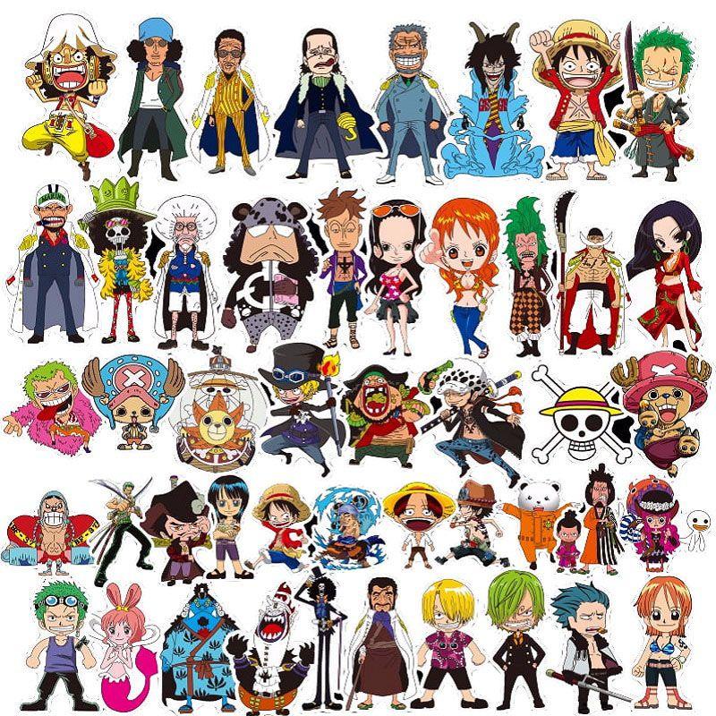 48pcs One Piece Anime Cartoon Stickers Collection For Laptops And Luggage Waterproof Pvc