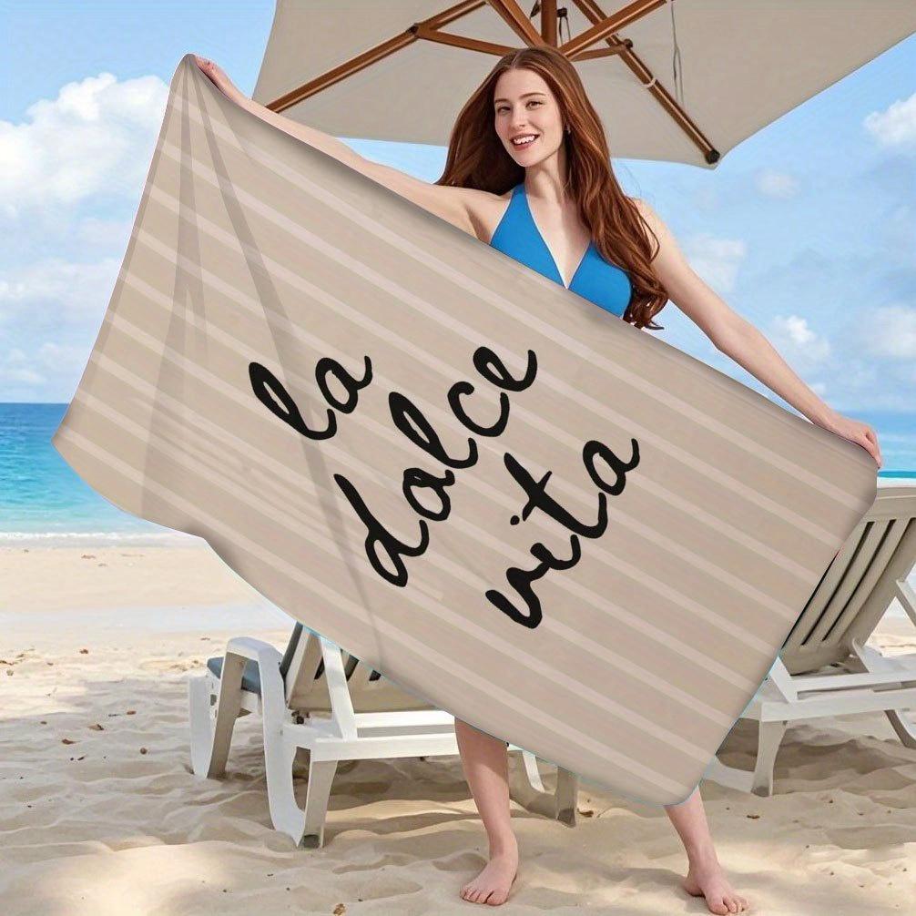 1pc La Dolce Vita Beach Towel - Ultra-Soft Quick-Dry Microfiber, Lightweight & Durable for Beach, Pool, Travel, Yoga - Stylish