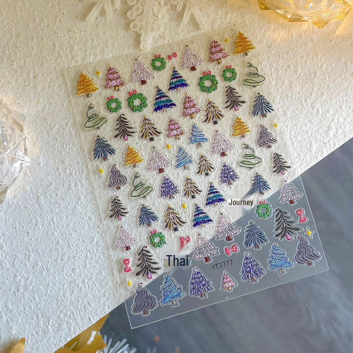 

6D Embossed Christmas Tree Nail Stickers - Fashion Style Decorative Set Fashion Christmas