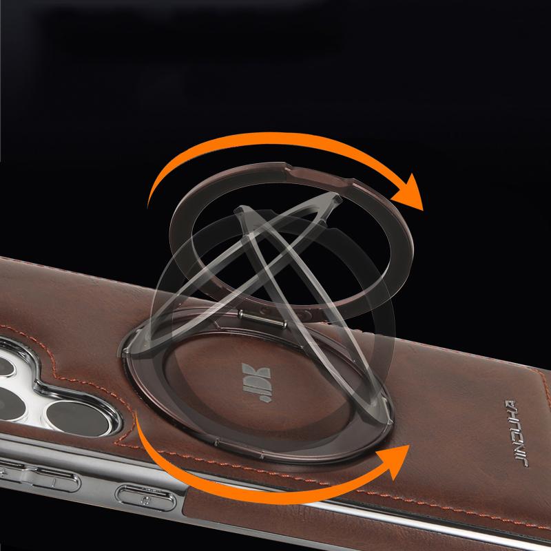 Obchodní kožené pouzdro s magnetickým otočným držákem pro Samsung Galaxy S24 Plus S23 S22 Ultra pro MagSafe Luxusní ochrana objektivu Nárazuvzdorný kryt telefonu