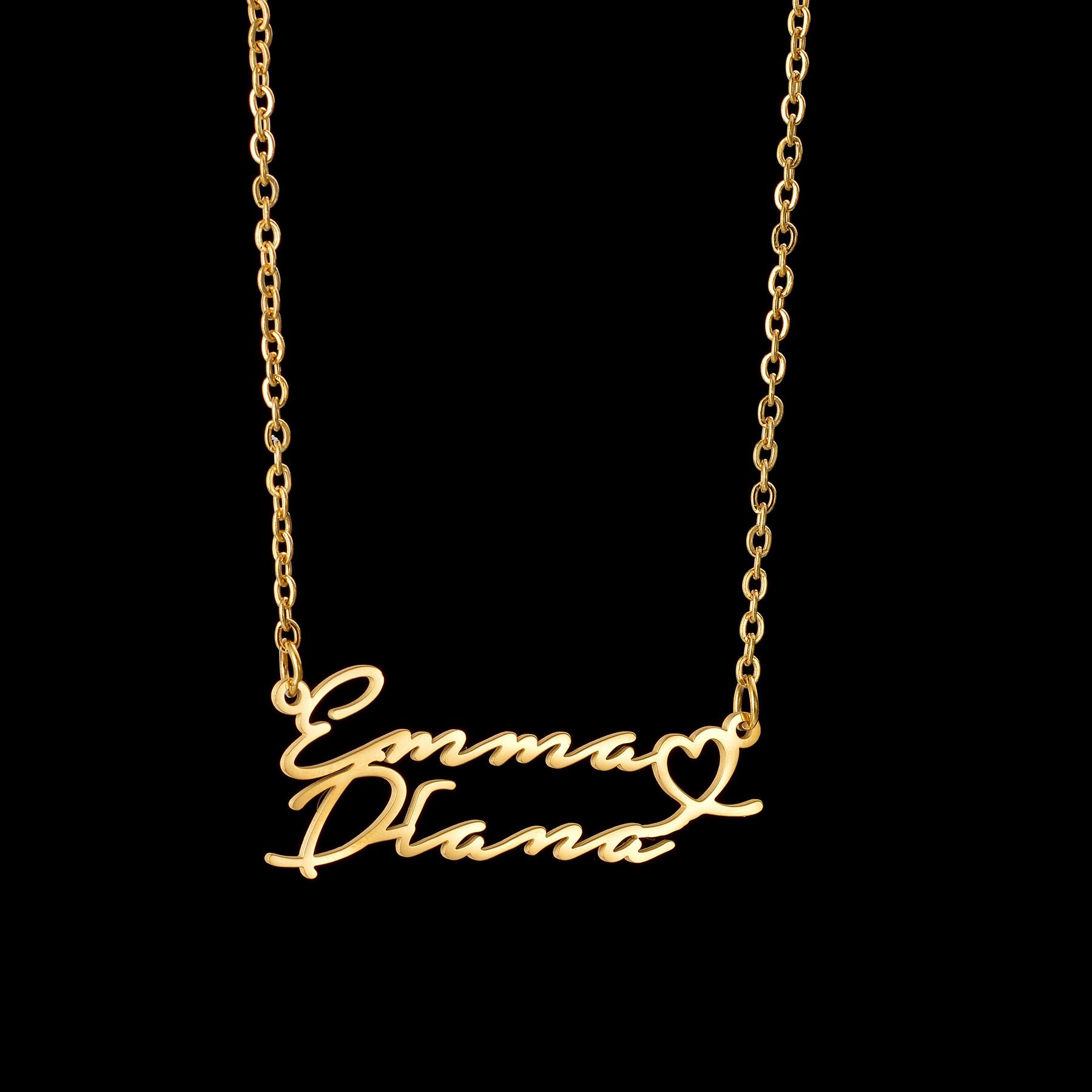 

Atoztide Custom Names Heart Necklace Bracelet Stainless Steel Jewelry Set Chain For Women Girl Personalized Couple Birthday Gift Send the Length&Silver color