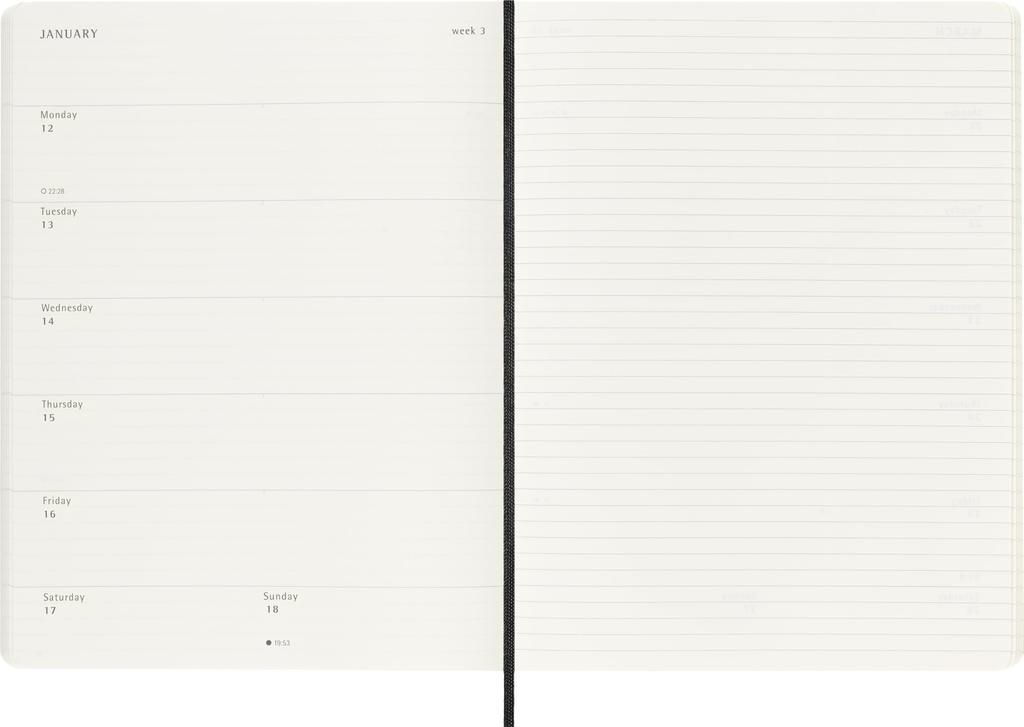 Moleskine 2025 Weekly XL Size x Soft Starting in Model DSB18WN4Y26 Planner, 18-Month Diary, (19cm 25cm), Cover, Black, July,