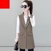 Streetwear Design Slim Sleeveless Blazers Coats Women Casual Elegant Vests Outerwear Classic Mid-length Waistcoat Blazer