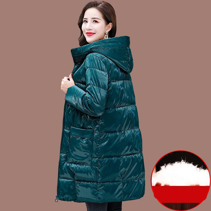 Women Winter Coats Jackets Fashion Down Cotton Bright Clothes Green Print Parkas Mother