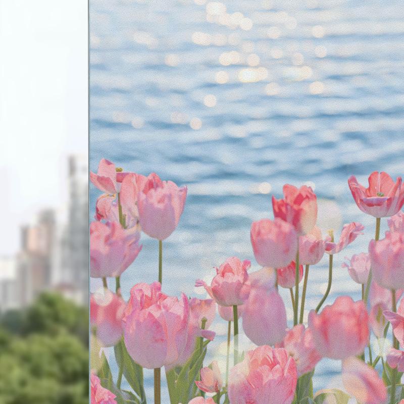 Bunt Buntpflanze Blume Fensterglasfolie Statische Aufkleber Abnehmbar PVC Dekorative Sichtschutzfolie für Zuhause Büro