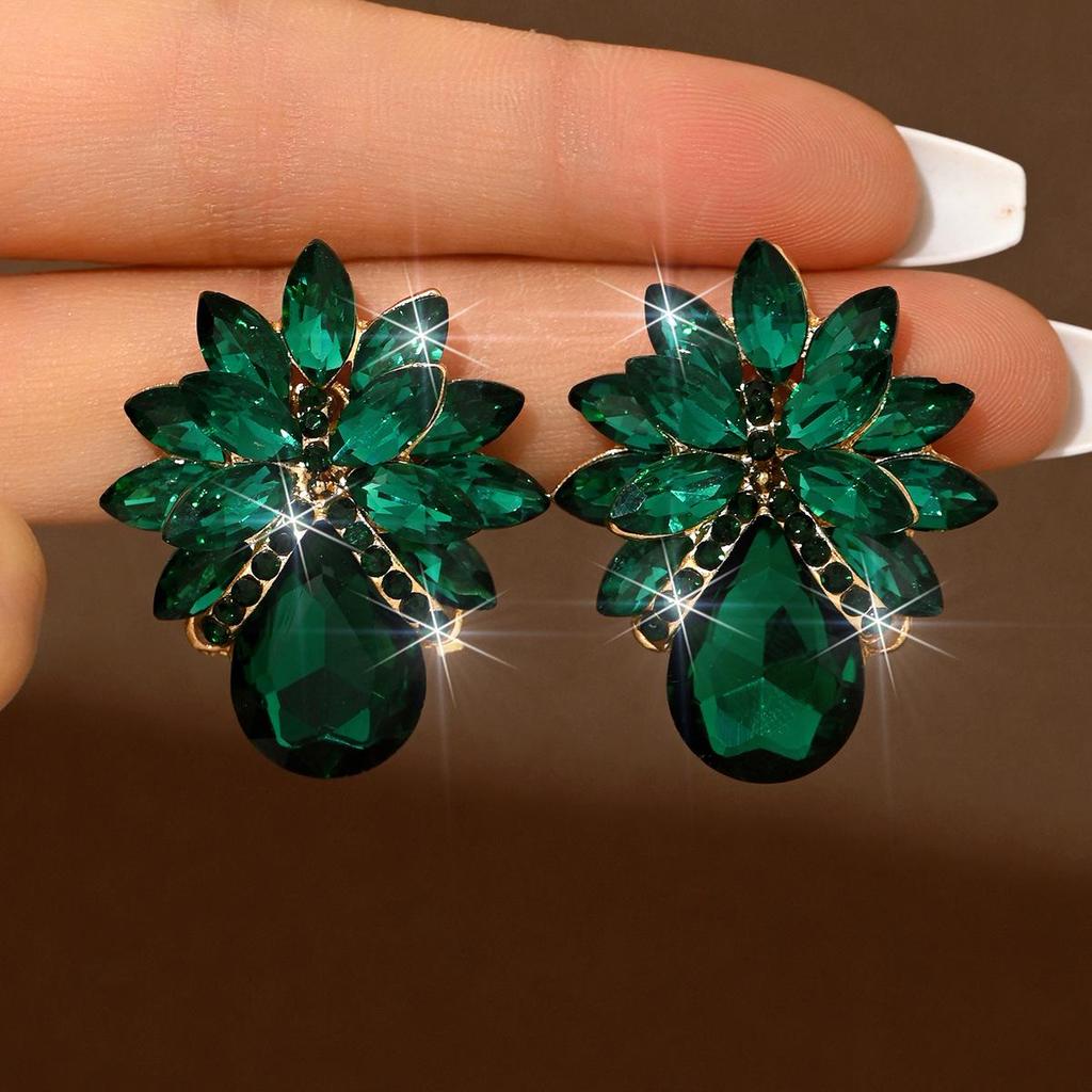Rhinestone Flower Stud Earrings: Trendy Exaggerated Style, Versatile Luxury Fashion Ear Accessories