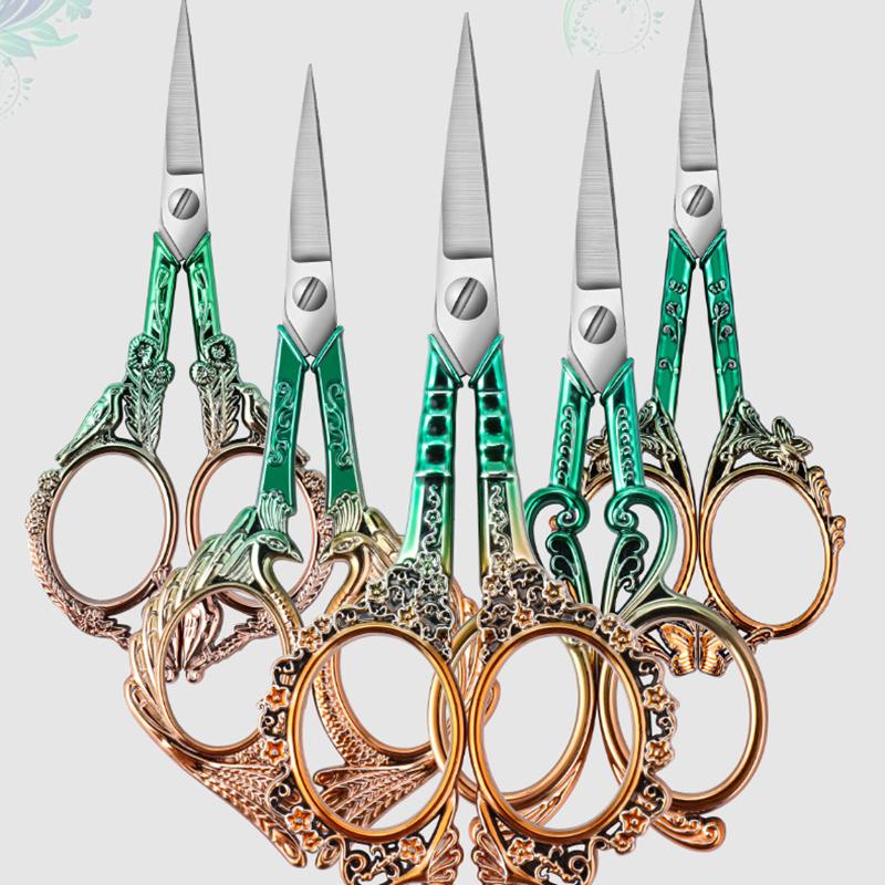 Vintage Sewing Scissors Stainless Steel Cross Stitch Colorful Cutting Embroidery Tailor Scissors Handcraft Craft DIY Needlework