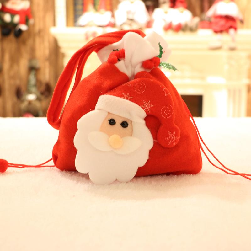 Christmas decorative supplies Christmas backpack cloth bag brushed cloth gift bag old man snowman gift Christmas candy bag