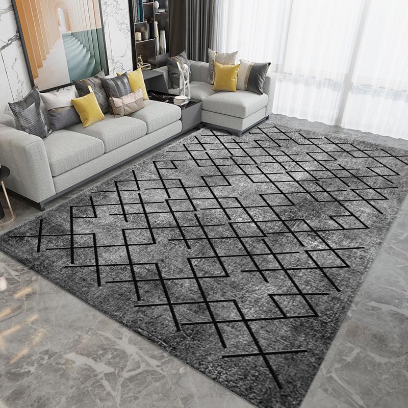 Bohemian Style Living Room Carpet Geometric Stripe Decorative Non-slip Sofa Rug Personality Bedroom Bedside Mat Multiple Sizes