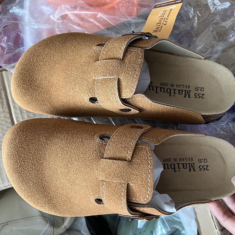 Fashion Men's Cork Shoes 2024 New Camel Classic Closed Toe Mule Slippers Flock Fashion Brown Cork Sandals Man Women Unisex 35-45