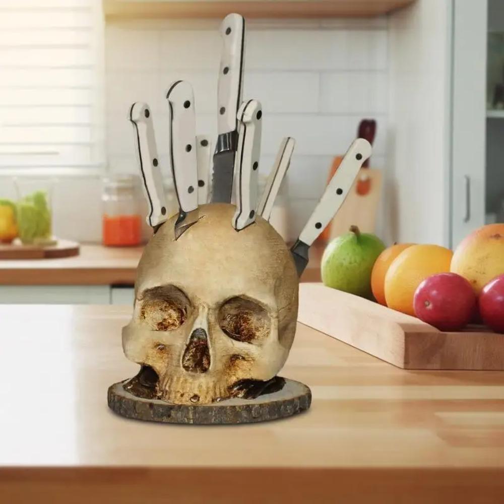 Simulated Skeleton Knife Stand Dilapidated Fruit Storage Rack Skull Knife Holder  Gift
