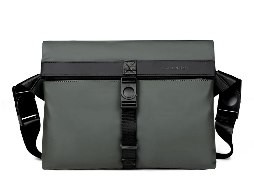 Nordic Minimalist Men's Leather Crossbody Briefcase – Trendy Shoulder Bag for Business Commute