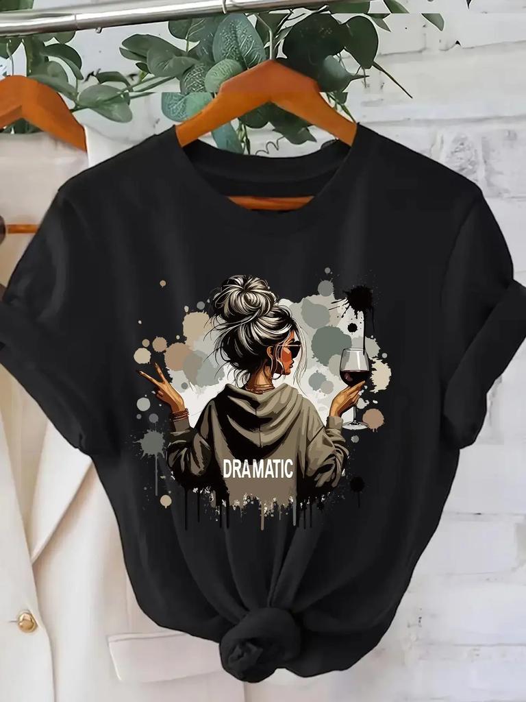 Casual Daily Combining Trendy Prints Comfortable Neckline WomenS Stylish Printed ShortSleeve TShirt with