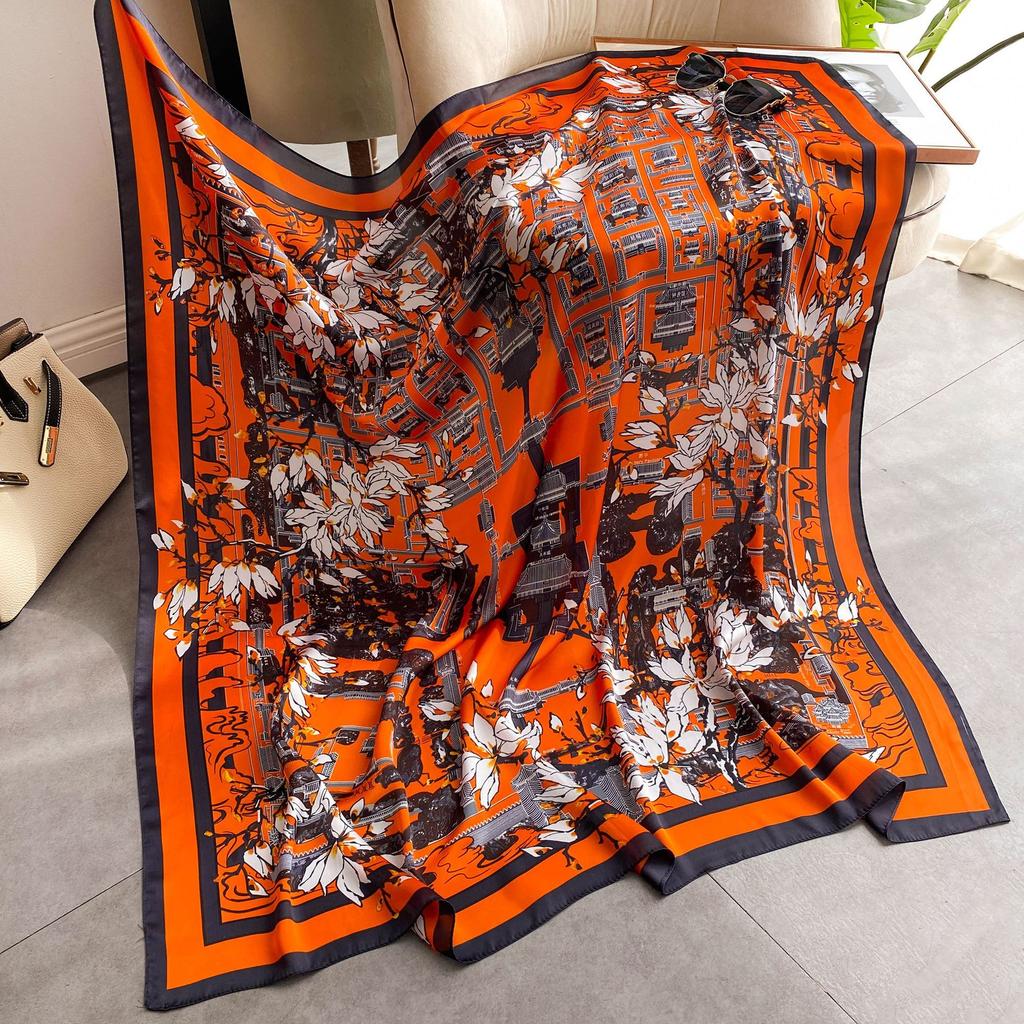 Wysokiej jakości luksusowe jedwabne szale z pałąkiem na głowę szaliki szalik dla kobiet łańcuszek jedwabny szal damski dekoracyjny szal